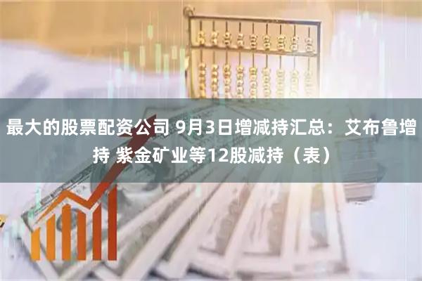 最大的股票配资公司 9月3日增减持汇总：艾布鲁增持 紫金矿业等12股减持（表）